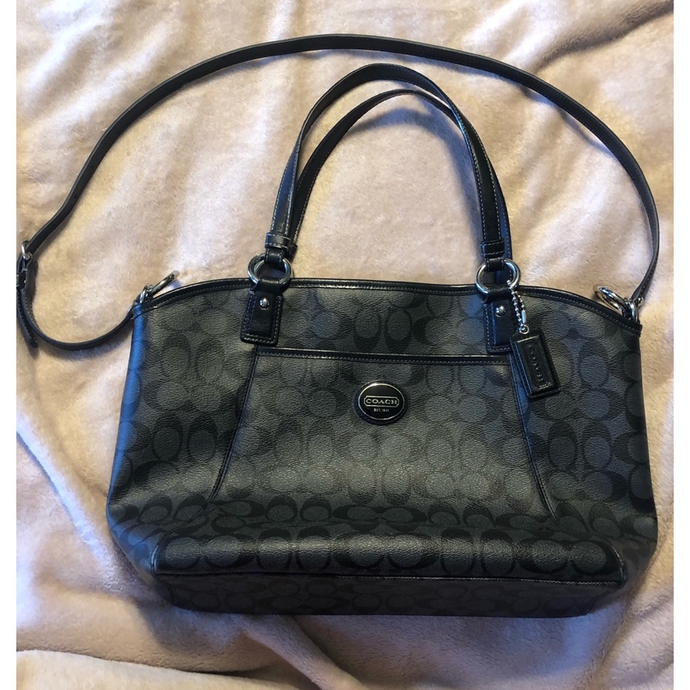 Gently used coated canvas coach tote detach strap